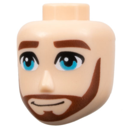 Mini Doll, Head Friends Male Large with Reddish Brown Eyebrows and Beard, Medium Azure Eyes, and Grin Pattern