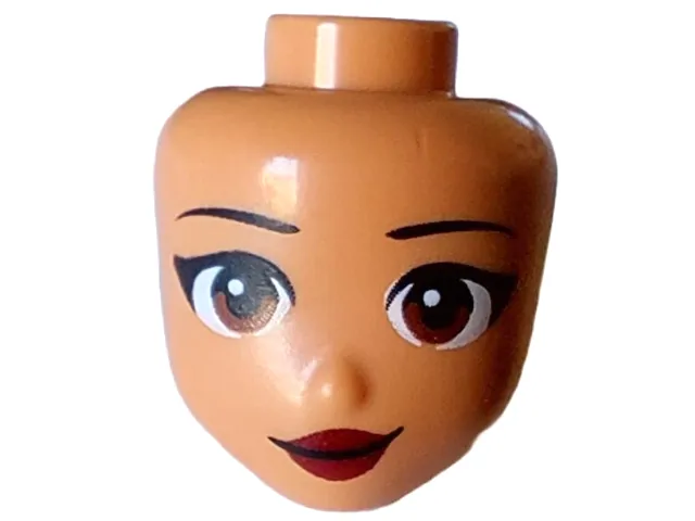 Mini Doll, Head Friends with Black Eyebrows, Reddish Brown Eyes, Dark Red Lips and Closed Mouth with Lopsided Grin Pattern