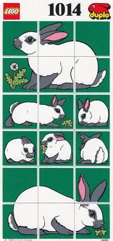 Paper Duplo Mosaic Picture Puzzle Key Card from Set 1014 - Rabbit