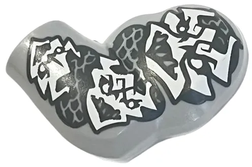 Arm Giant, Left with Sleeve Tattoo, Dark Bluish Gray Scales and Large White Scary Faces Pattern