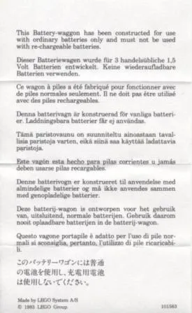 Paper Information Note, Battery Waggon Leaflet - 101583