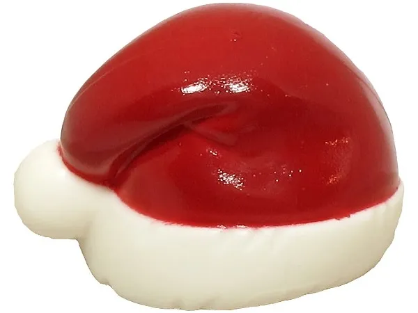 Minifigure, Headgear Cap, Santa with Dark Red Top Pattern (BAM)