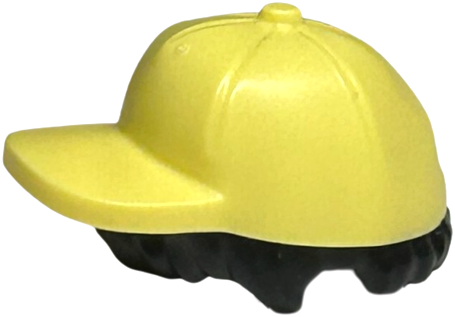 Minifigure, Hair Combo, Hair with Hat, Short Tousled Hair with Molded Bright Light Yellow Ball Cap Pattern