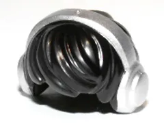 Minifigure, Hair Short Tousled with Silver Headphones / Earmuffs Pattern