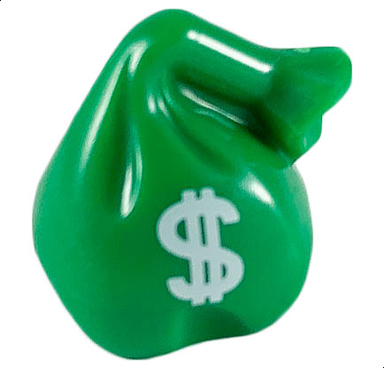 Minifigure, Utensil Sack / Bag with Handle with White '$' (Money) Pattern