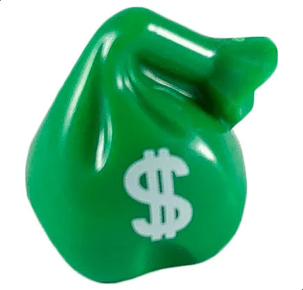 Minifigure, Utensil Sack / Bag with Handle with White '$' (Money) Pattern