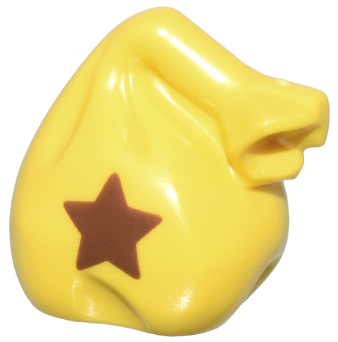 Minifigure, Utensil Sack / Bag with Handle with Reddish Brown Star Pattern (Animal Crossing Bell)