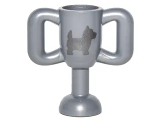 Minifigure, Utensil Trophy Cup Small with Silver Terrier Dog Pattern