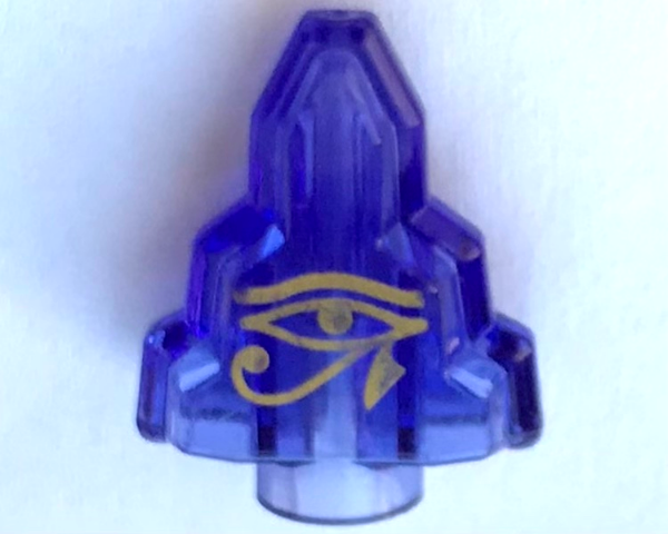 Rock 1 x 2 Crystal Stepped with Gold Egyptian Eye of Horus Moonstone Pattern