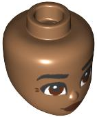 Mini Doll, Head Friends with Black Eyebrows, Reddish Brown Lips and Eyes with Wrinkles, and Closed Mouth Smile Pattern