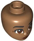 Mini Doll, Head Friends with Black Eyebrows, Reddish Brown Lips and Eyes with Wrinkles, and Closed Mouth Smile Pattern