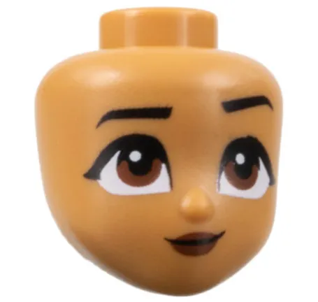Mini Doll, Head Friends with Black Eyebrows, Left Raised, Reddish Brown Eyes and Lips, and Smirk Pattern (Moana)