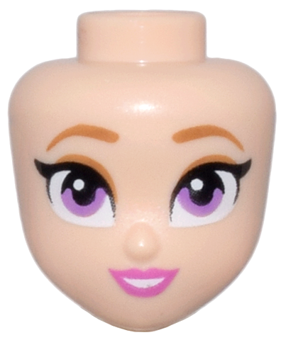 Mini Doll, Head Friends with Medium Nougat Eyebrows and Eye Shadow, Medium Lavender Eyes, Dark Pink Lips and Open Mouth Smile with Teeth Pattern