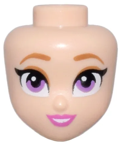 Mini Doll, Head Friends with Medium Nougat Eyebrows and Eye Shadow, Medium Lavender Eyes, Dark Pink Lips and Open Mouth Smile with Teeth Pattern