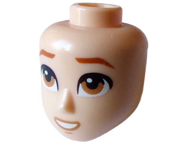 Mini Doll, Head Friends Male Large with Dark Orange Eyebrows, Medium Nougat Eyes and Lips, Open Mouth Smile with Teeth Pattern