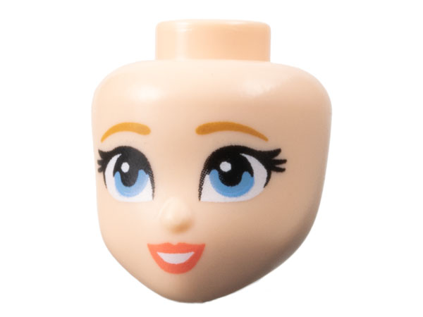 Mini Doll, Head Friends with Medium Nougat Eyebrows, Medium Blue Eyes, Coral Lips, and Open Mouth Smile with Teeth Pattern