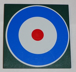 Tile 6 x 6 with Bottom Tubes with Blue Circle and Red Dot (British Roundel) Pattern (Sticker) - Set 10226