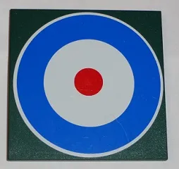 Tile 6 x 6 with Bottom Tubes, Textured Surface with Blue Circle and Red Dot (British Roundel) Pattern (Sticker) - Set 10226