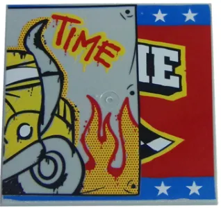 Tile 6 x 6 with Bottom Tubes, Textured Surface with Bus Half and 'TIME' Pattern