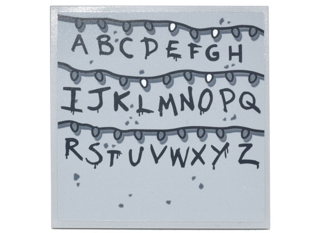 Tile 6 x 6 with Bottom Tubes with Black Alphabet Letters and Christmas Lights Pattern (Sticker) - Set 75810