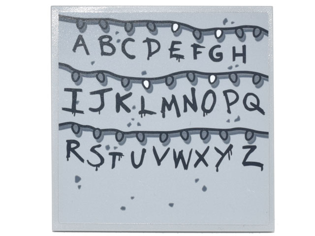 Tile 6 x 6 with Bottom Tubes with Black Alphabet Letters and Christmas Lights Pattern (Sticker) - Set 75810