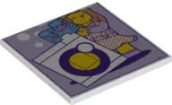 Tile 6 x 6 with Bottom Tubes, Textured Surface with Minifigure and Washing Machine Pattern