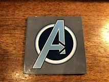 Tile 6 x 6 with Bottom Tubes, Textured Surface with Metallic Light Blue Avengers Logo Pattern (Sticker) - Set 76131