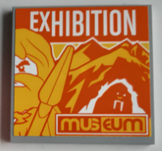 Tile 6 x 6 with Bottom Tubes with Caveman, 'EXHIBITION' and 'museum' Pattern (Sticker) - Set 60200