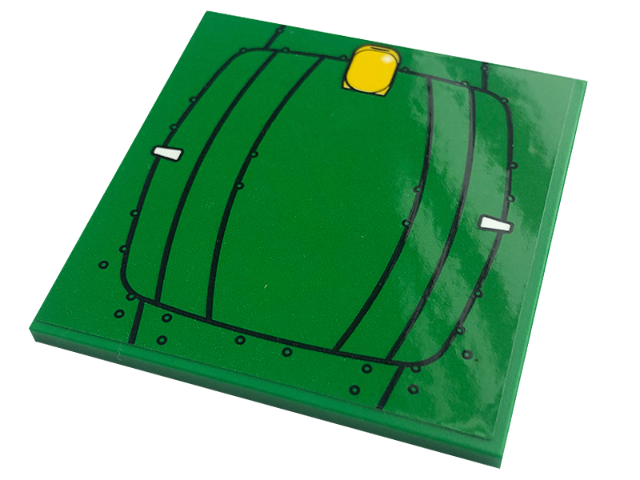 Tile 6 x 6 with Bottom Tubes with Black Lines and Circles and Yellow Device Cover Pattern (Sticker) - Set 42136