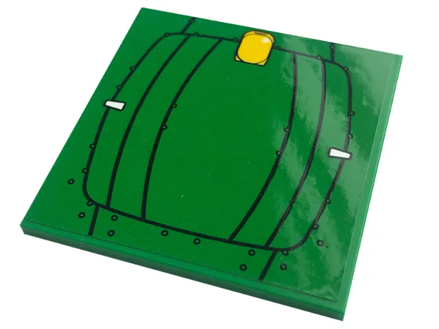 Tile 6 x 6 with Bottom Tubes, Textured Surface with Black Lines and Circles and Yellow Device Cover Pattern (Sticker) - Set 42136