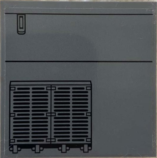 Tile 6 x 6 with Bottom Tubes with Dark Bluish Gray SW Vents and Black Lines Pattern Model Right Side (Sticker) - Set 75217