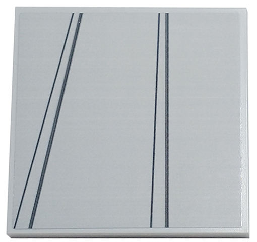 Tile 6 x 6 with Bottom Tubes with Dark Bluish Gray Diagonal Panel Lines Pattern Model Left Side (Sticker) - Set 75367