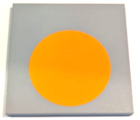 Tile 6 x 6 with Bottom Tubes with Orange Circle Pattern (Sticker) - Set 10227