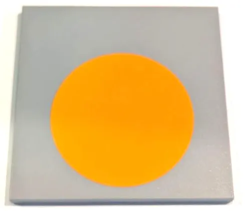 Tile 6 x 6 with Bottom Tubes, Textured Surface with Orange Circle Pattern (Sticker) - Set 10227