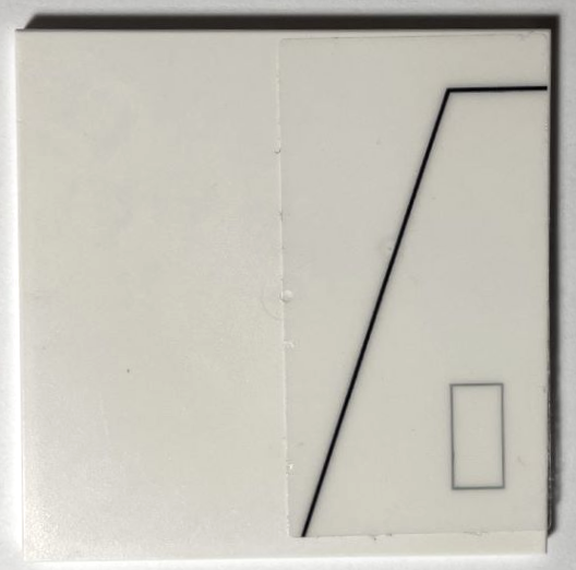 Tile 6 x 6 with Bottom Tubes with Hull Plates, Dark Bluish Gray Rectangle and Black Bent Line Pattern Model Right Side (Sticker) - Set 75309