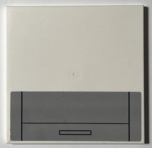 Tile 6 x 6 with Bottom Tubes with Hull Plates, Dark Bluish Gray Panel with Black Rectangle and Outlines Pattern (Sticker) - Set 75309