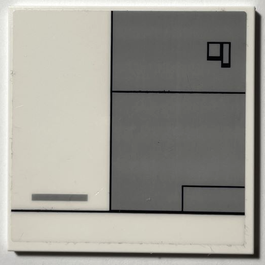 Tile 6 x 6 with Bottom Tubes with Hull Plates, Dark Bluish Gray Panel with Black Rectangles and Outlines Pattern (Sticker) - Set 75309