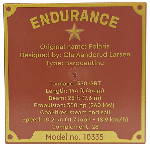 Tile 6 x 6 with Bottom Tubes with Gold 'ENDURANCE' and 'Model no. 10335' Pattern