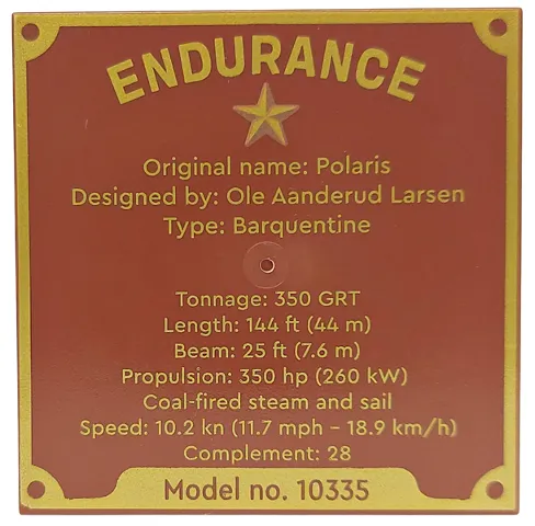 Tile 6 x 6 with Bottom Tubes, Textured Surface with Gold 'ENDURANCE' and 'Model no. 10335' Pattern