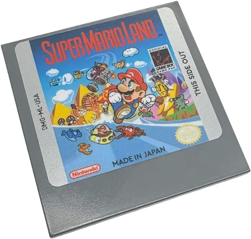 Tile 6 x 6 with Bottom Tubes, Textured Surface with 'SUPER MARIO LAND' Nintendo Game Boy Game Pak Cartridge Pattern (Sticker) - Set 72046