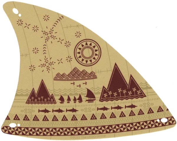 Cloth Sail Triangular 18 x 14 with Reddish Brown Stars, Sun, Mountains, and Fish Pattern