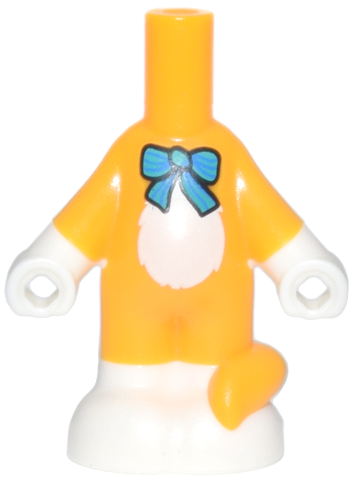 Micro Doll, Body Cat with Molded White Hands and Feet and Printed Oval Stomach and Dark Azure, Dark Turquoise and Black Bow Tie Pattern