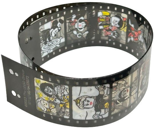 Plastic Filmstrip / Roll with Black Frames and 20 Disney Film Images Pattern