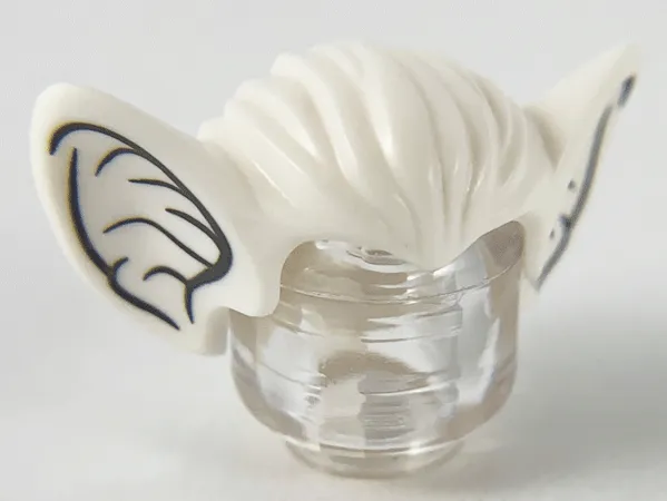 Minifigure, Hair Bat Ears with Dark Bluish Gray Inner Ear Contour Lines Pattern