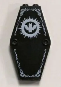 Container, Coffin Lid with White Bat Pattern