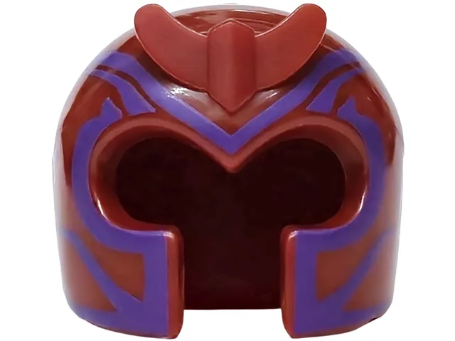Minifigure, Headgear Helmet with Front Prongs with Dark Purple Edge and Streaks Pattern
