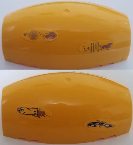 Windscreen 10 x 6 x 3 Bubble Canopy Double Tapered with Square Front Cutout with Gold Ravagers Emblem, Metal Bracket and Damage Pattern (Stickers) - Set 76080