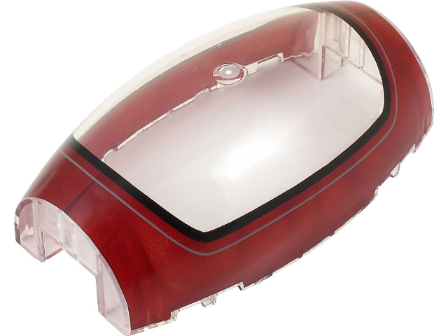 Windscreen 10 x 6 x 3 Bubble Canopy Double Tapered with Square Front Cutout with Dark Red, Black and Light Bluish Gray Republic Gunship Cockpit Frame Pattern