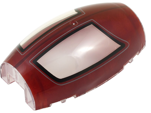 Windscreen 10 x 6 x 3 Bubble Canopy Double Tapered with Square Front Cutout with Dark Red, Black and Light Bluish Gray Republic Gunship Dual Cockpit Frame Pattern