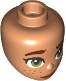 Mini Doll, Head Friends with Reddish Brown Eyebrows, Olive Green Eyes, Dark Orange Lips and Freckles, Closed Mouth Pattern